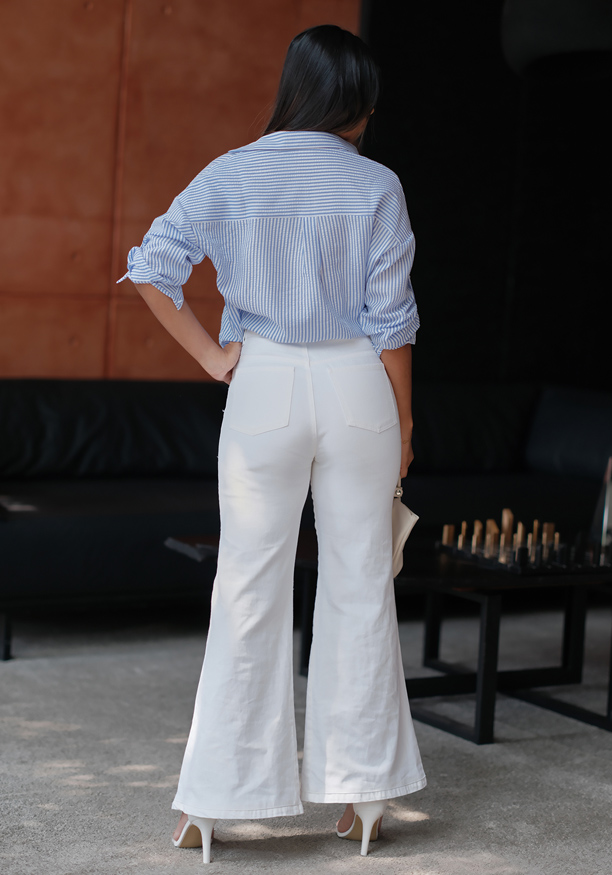 WIDE LEG WHITE DENIM PANT